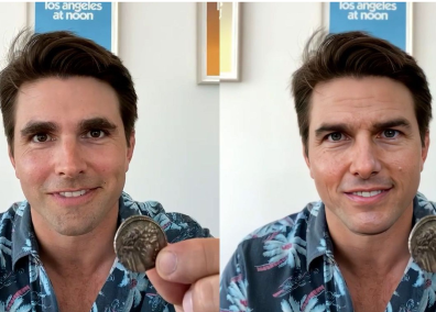 Deepfake side by side comparison of Tom Cruise